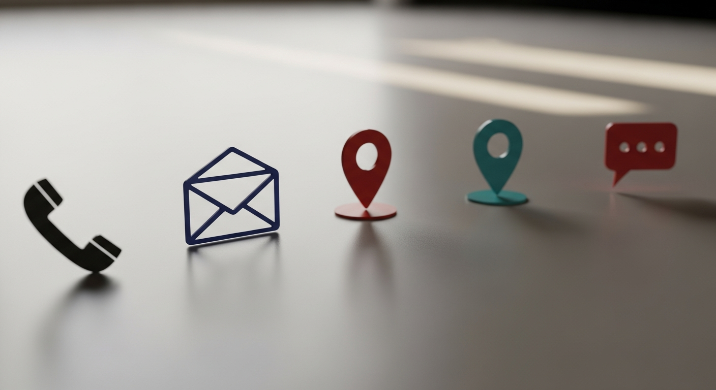 Icônes de contact en 3D posés sur une table