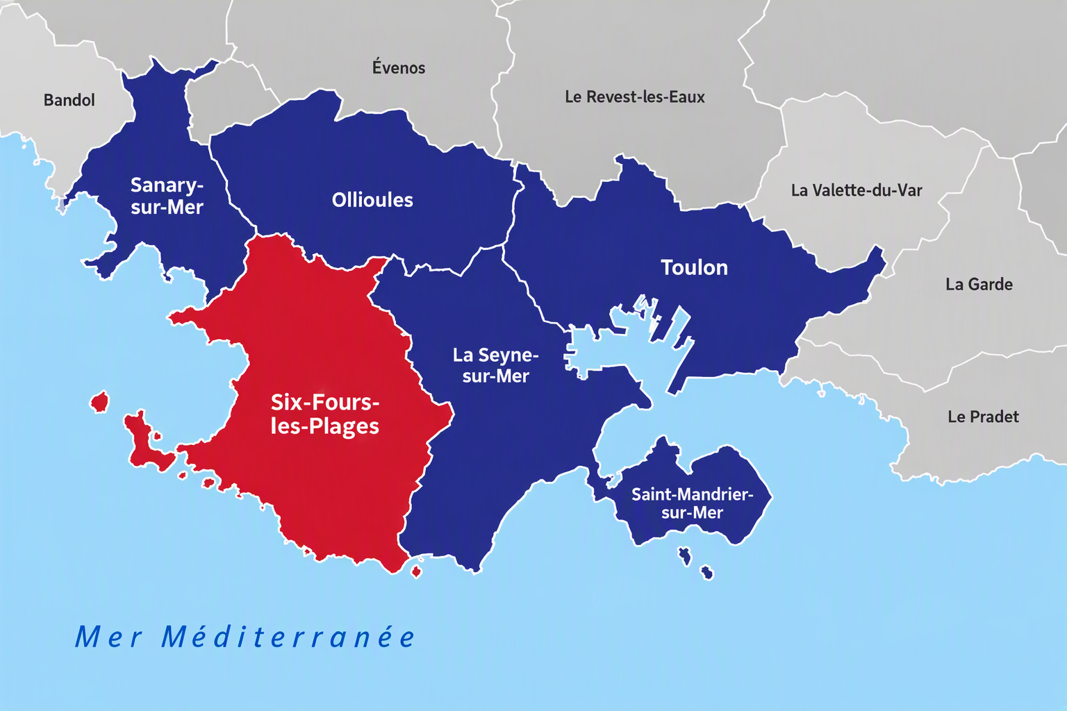 Carte zone d'intervention Ambulances Ariane 83