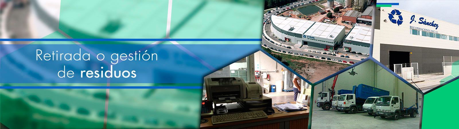 Un collage de imágenes con las palabras retirado a gestión de residuos
