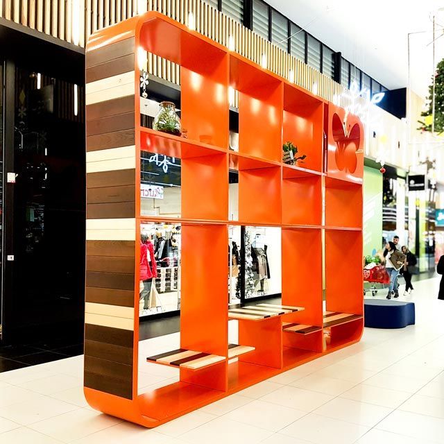 Mobilier, étagères, orange