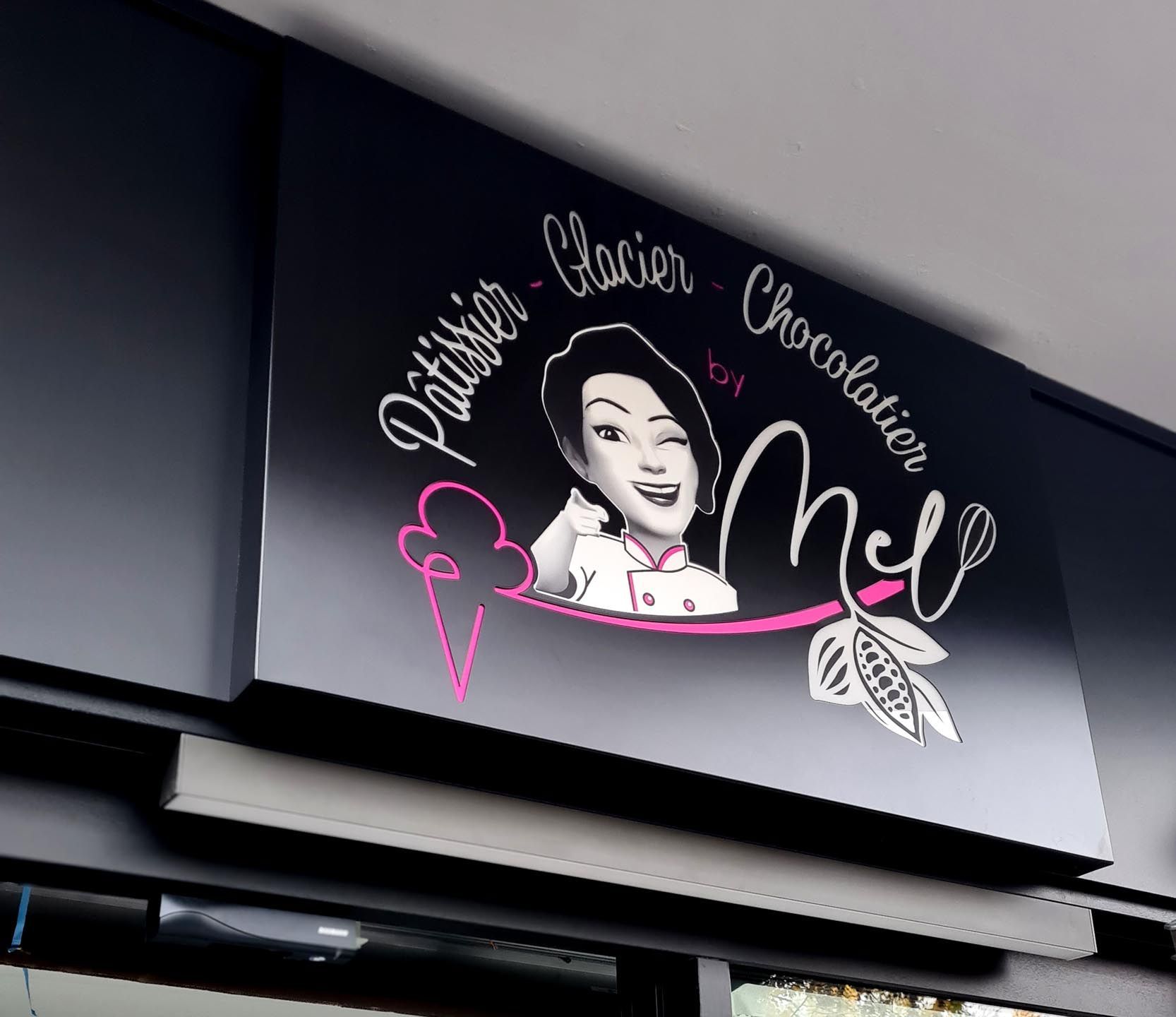 Caisson lumineux personnalisé pâtisserie Bauer