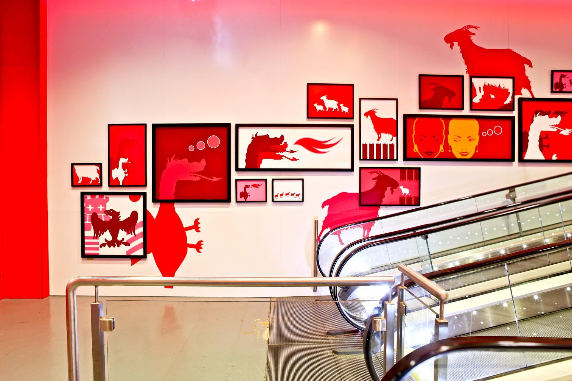 Composition murale film imprimé coloré