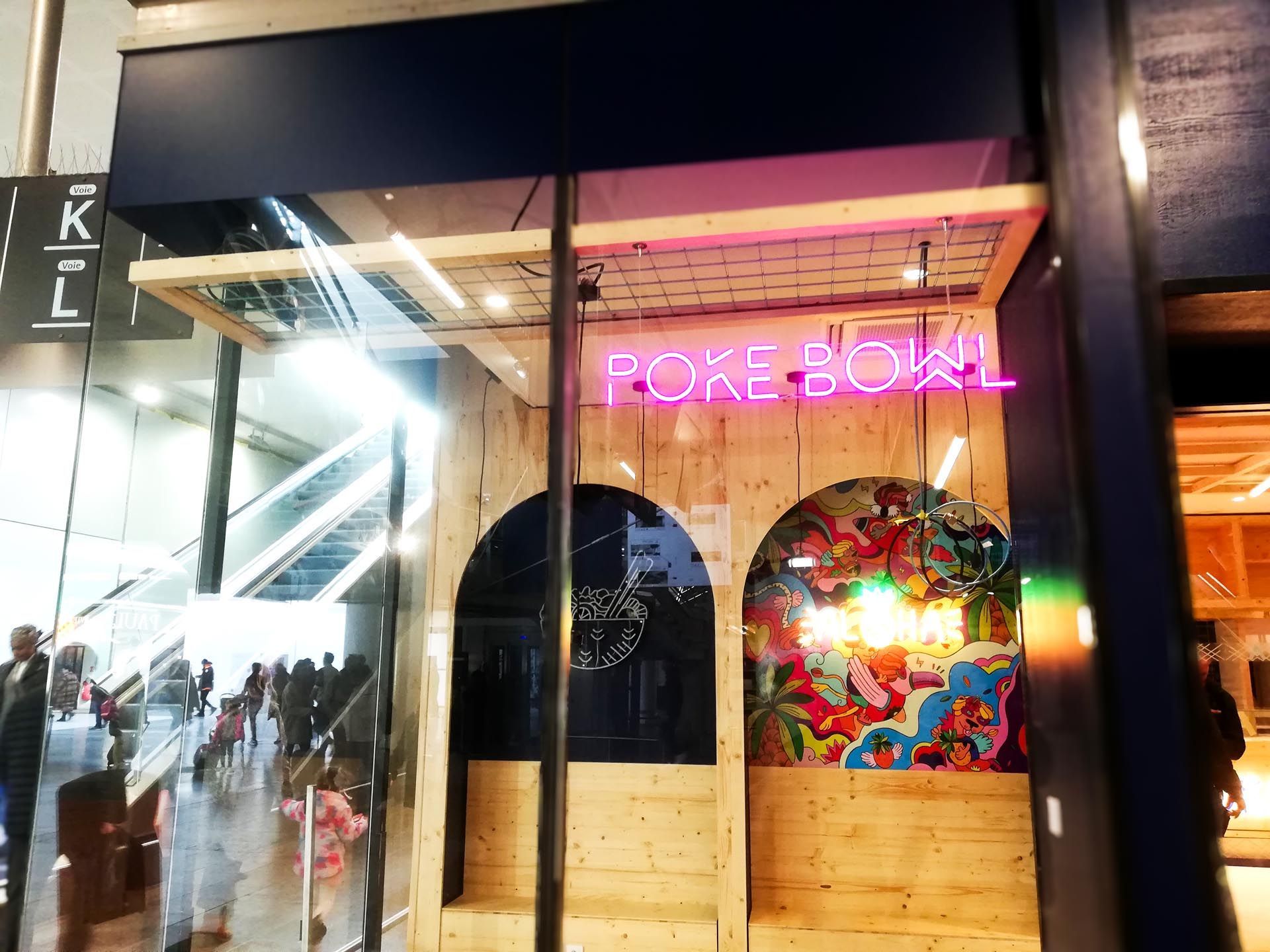 Enseigne néon suspendu Pokawa