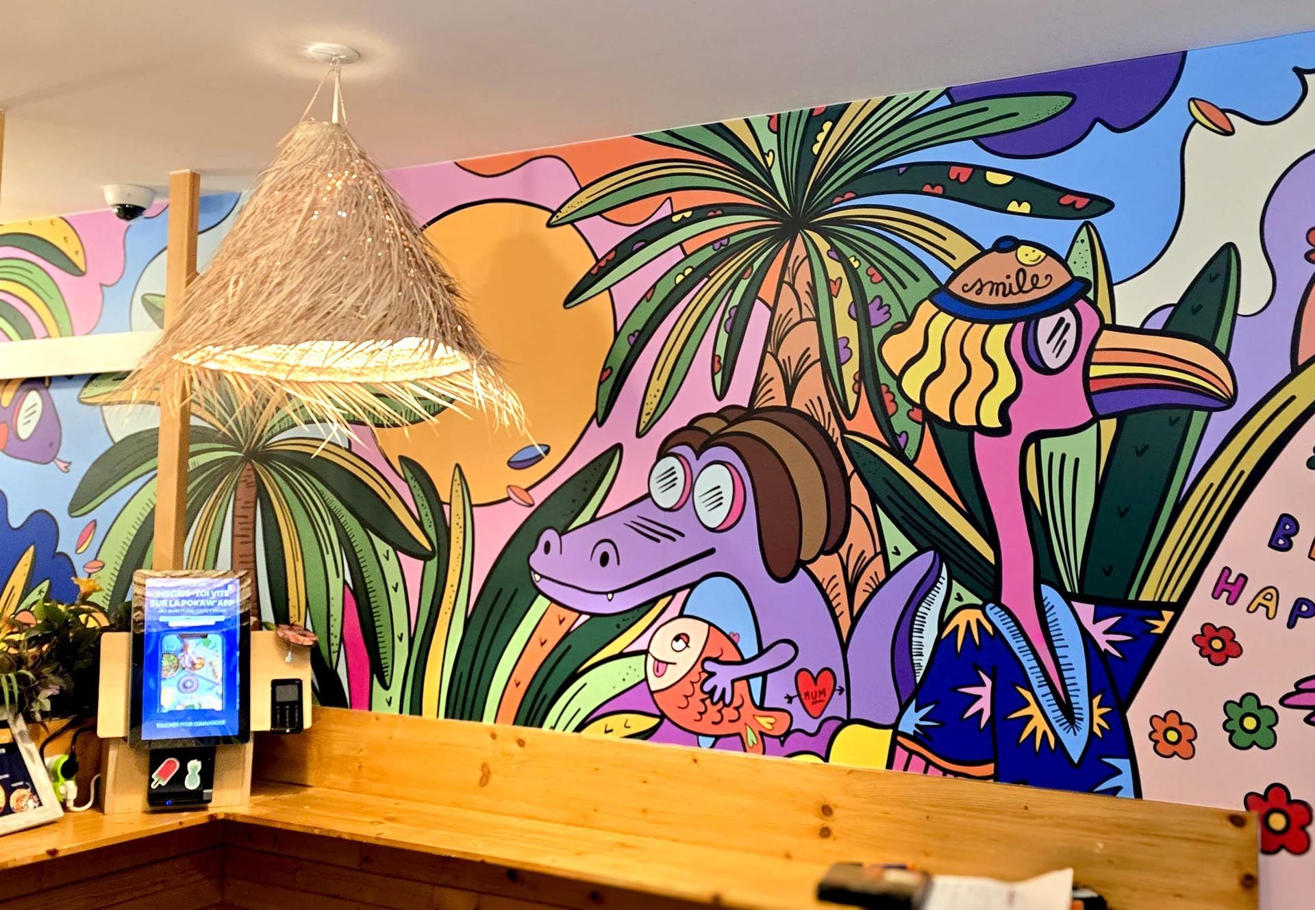 Fresque colorée impression matière