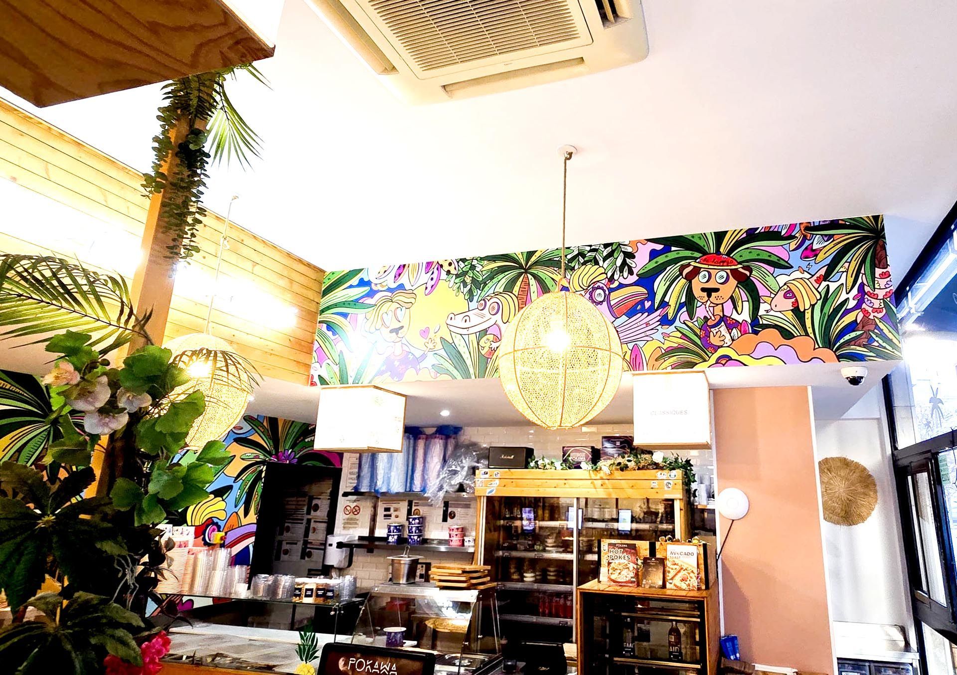 Fresque imprimée sur bois restaurant