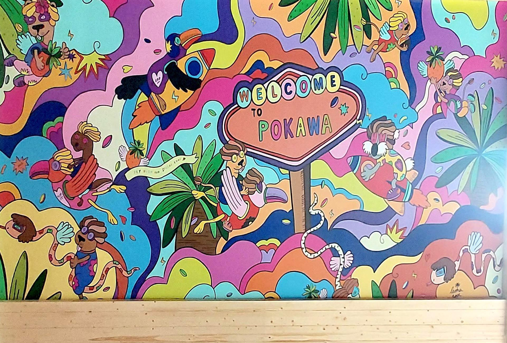 Fresque murale adhésive Pokawa