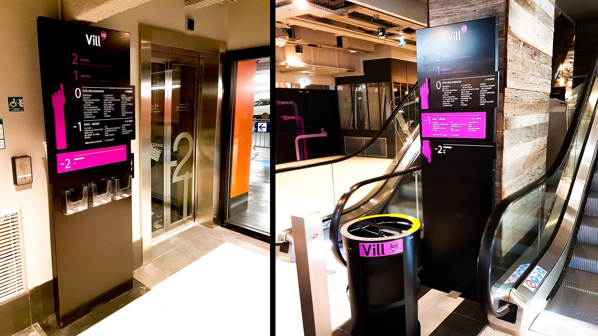 Totem directory centre commercial Vill'Up