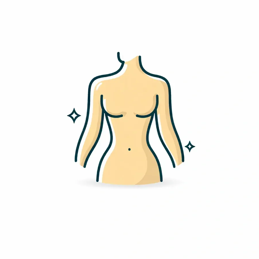 Una ilustración estilizada de un torso, brazos y cuello humanos sobre un fondo liso