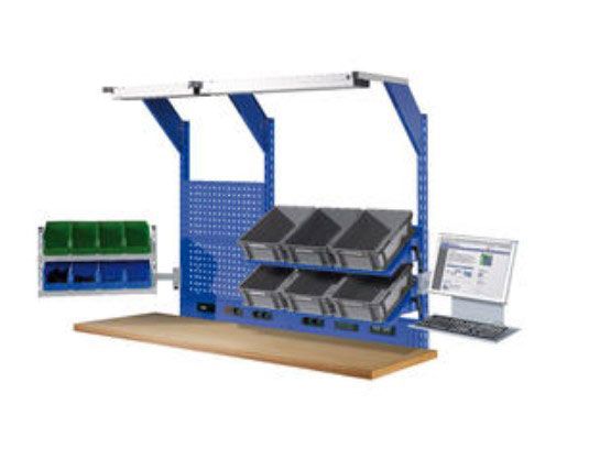 Établi avec 6 gros rangements, type bac