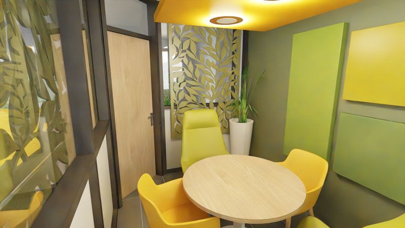 Salon de réception assises City Quadrifoglio et acosutique Arteck