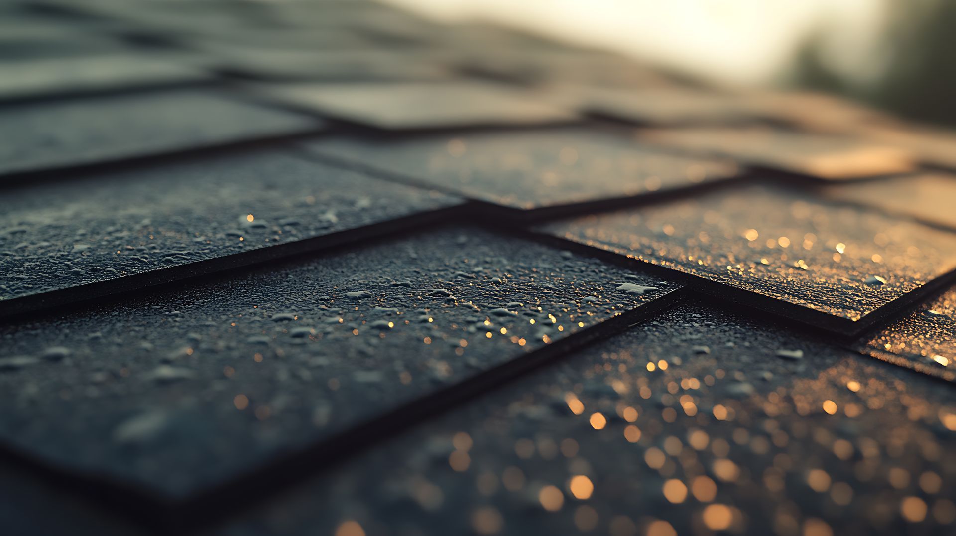 Humidité perlant sur une toiture en ardoise