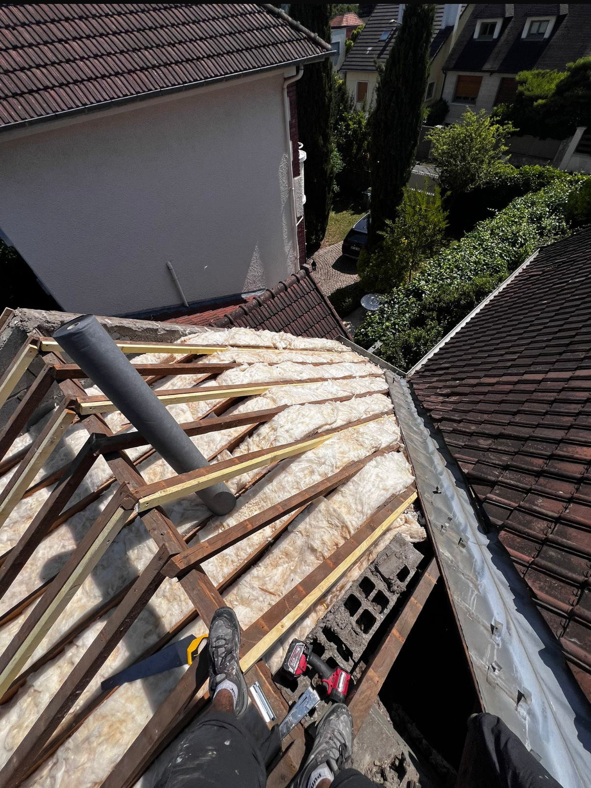 Charpente en isolée par laine de roche soufflée