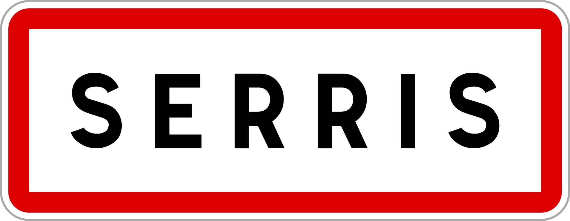 Logo SERRIS en caractères noirs sur fond blanc avec bordure rouge.