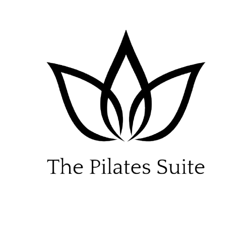 Ein schwarz-weißes Logo für die Pilates-Suite mit einer Lotusblume.