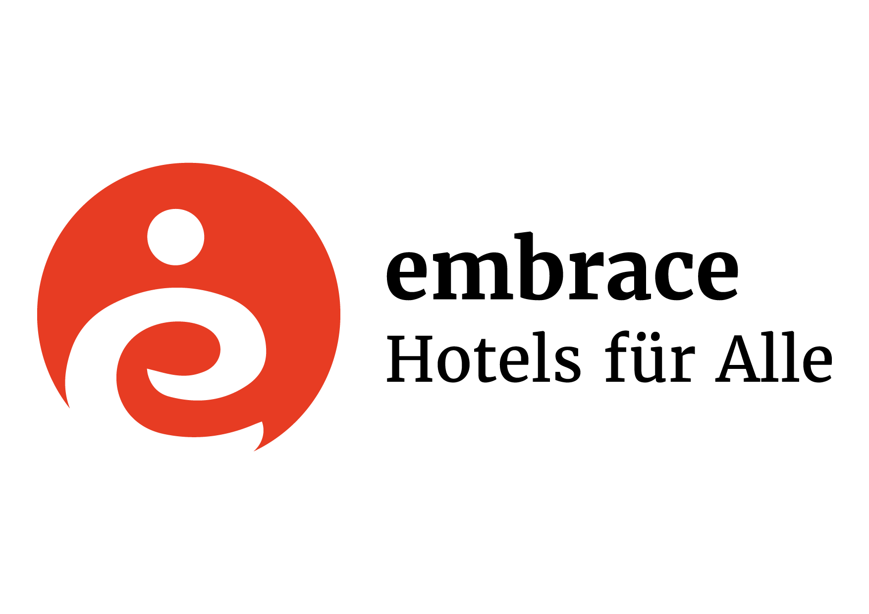 A logo for embrace der verbund inklusiver hotelbetriebe