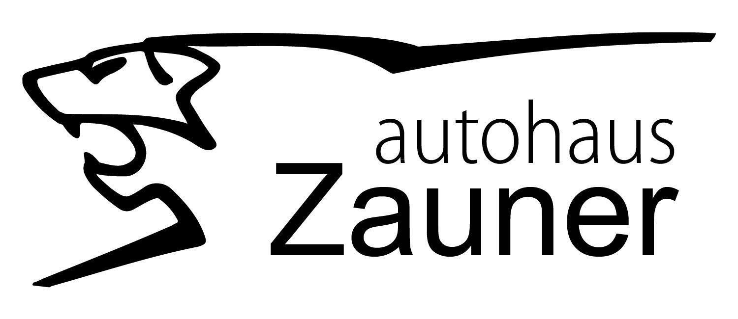 Ein schwarz-weißes Logo für Autohaus Zauner mit einem Löwen darauf.