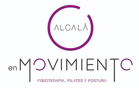 Logo for Alcalá en Movimiento: purple circle with "ALCALÁ" in white, below "en MOVIMIENTO" and "FISIOTERAPIA, PILATES Y POSTURA."