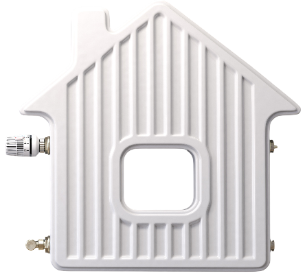 Radiateur en forme de maison.