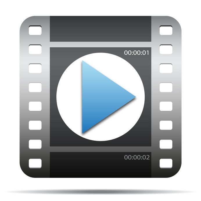 Un icono de reproductor de vídeo con un botón de reproducción azul