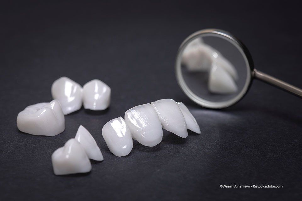 Inlays, hergestellt von der Zahnkult GmbH und ein Zahnarztspiegel