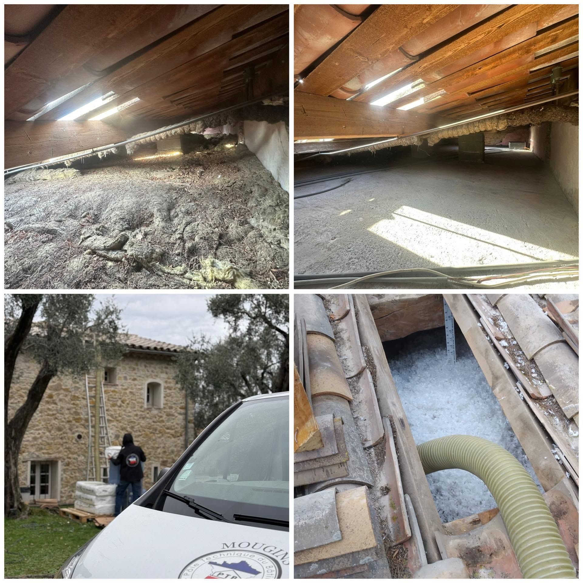 Étape de travaux d'isolation de toiture
