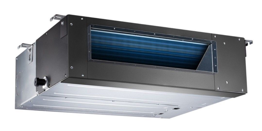 Una imagen de un acondicionador de aire sin ductos sobre un fondo blanco.