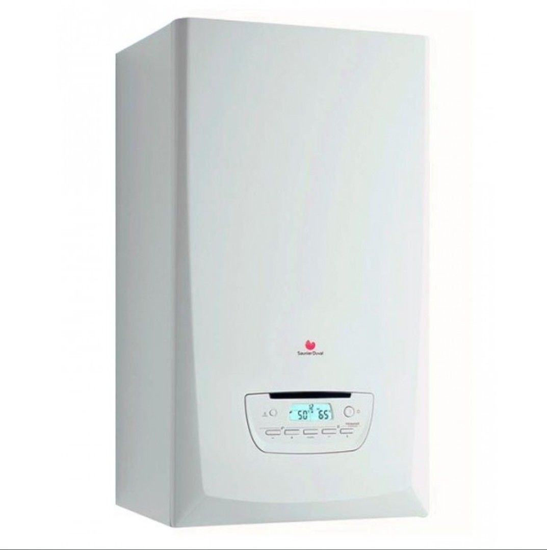 Una caldera blanca está colocada sobre una superficie blanca.