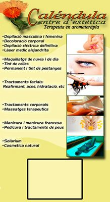 Un cartel de un salón de belleza muestra una variedad de servicios.