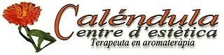 Un logotipo para Calendula Centre d' Estética con una flor.
