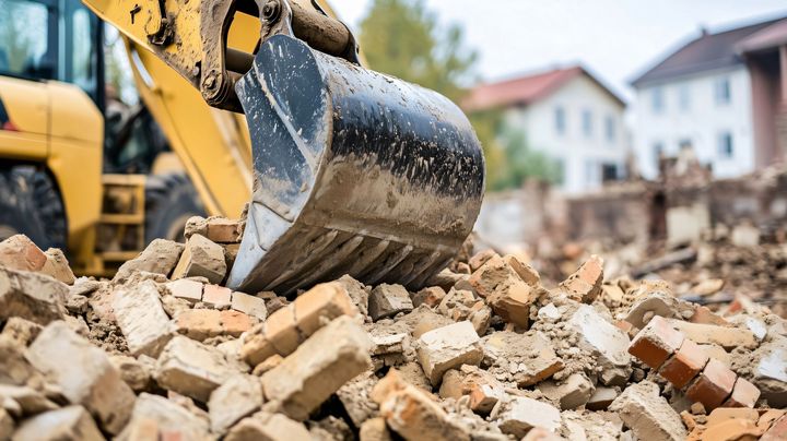 Un engin de chantier pour les démolitions