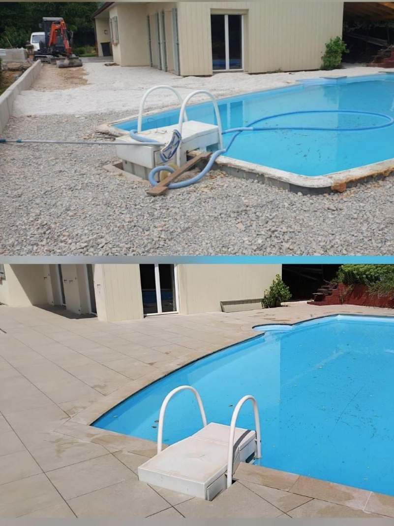 Une margelle de piscine.