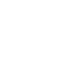 Un símbolo de infinito blanco sobre un fondo negro sólido.