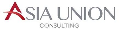 Logotipo de ASIA UNION Consulting con una "A" estilizada en rojo y texto gris sobre fondo blanco.