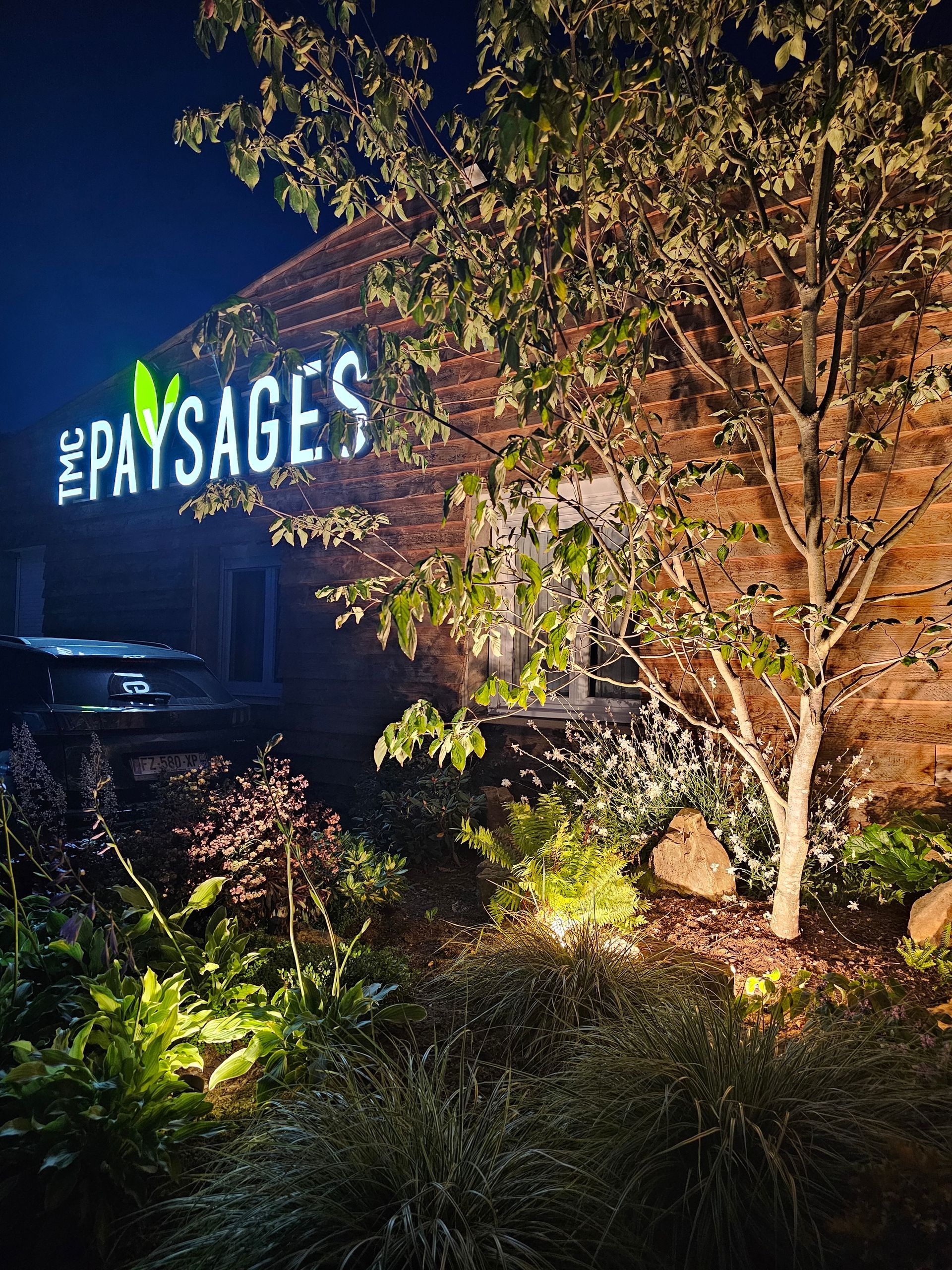 Eclairage du  jardin de l'entreprise TMC PAYSAGES