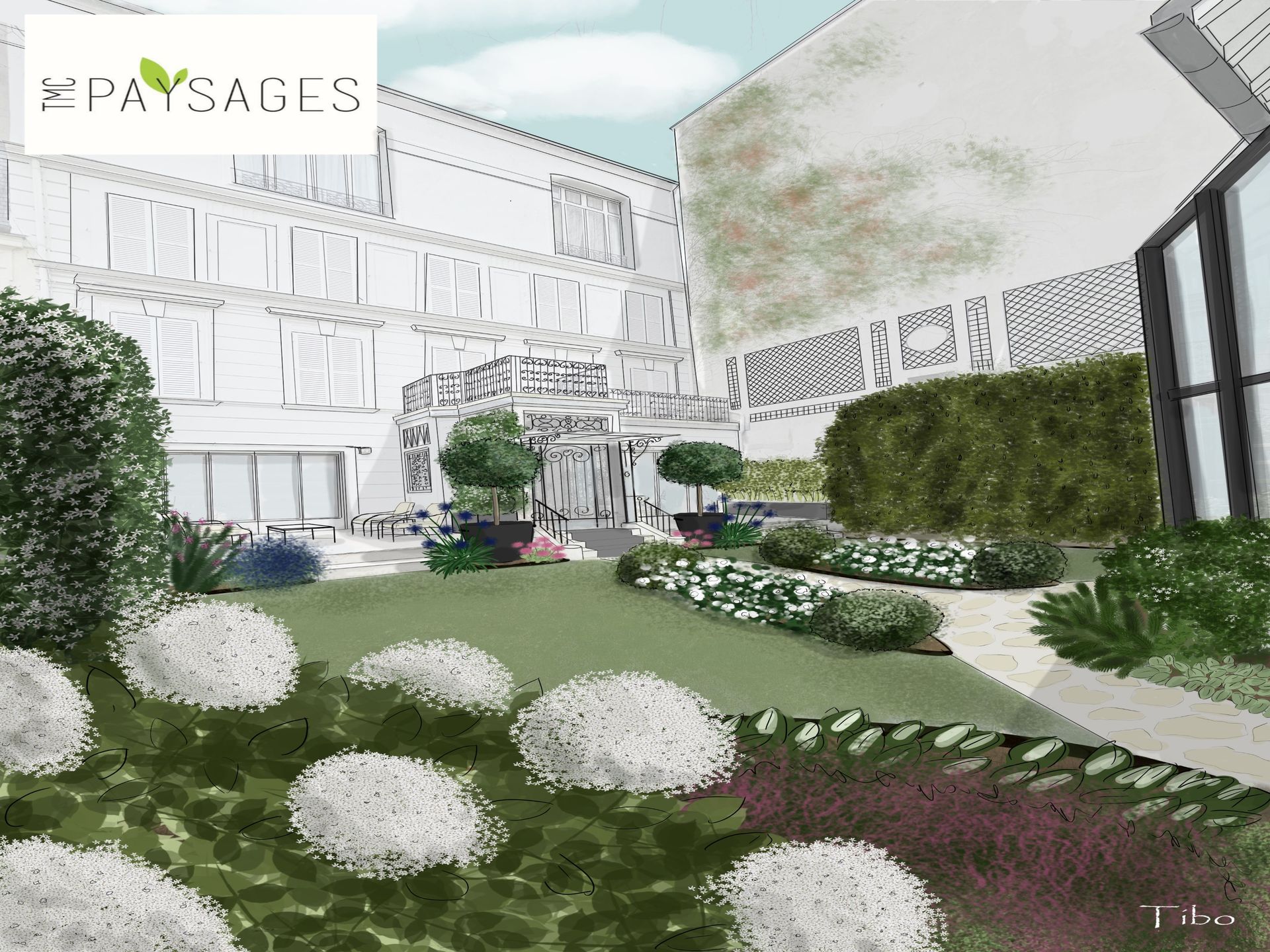 Aménagement extérieur avec pierres