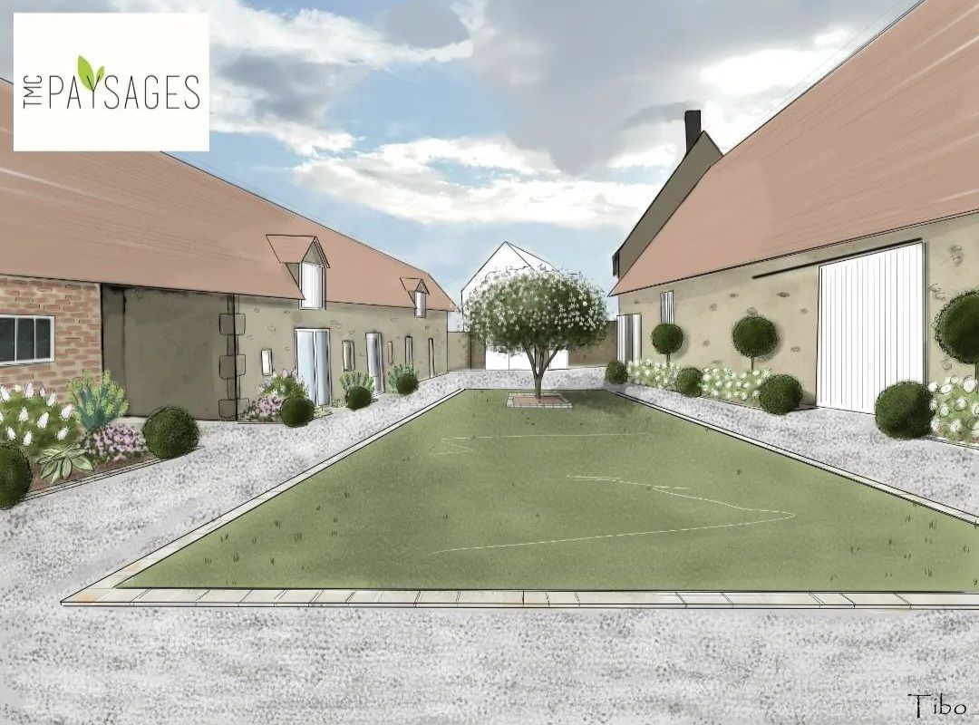 Allée d'un jardin dans une cour