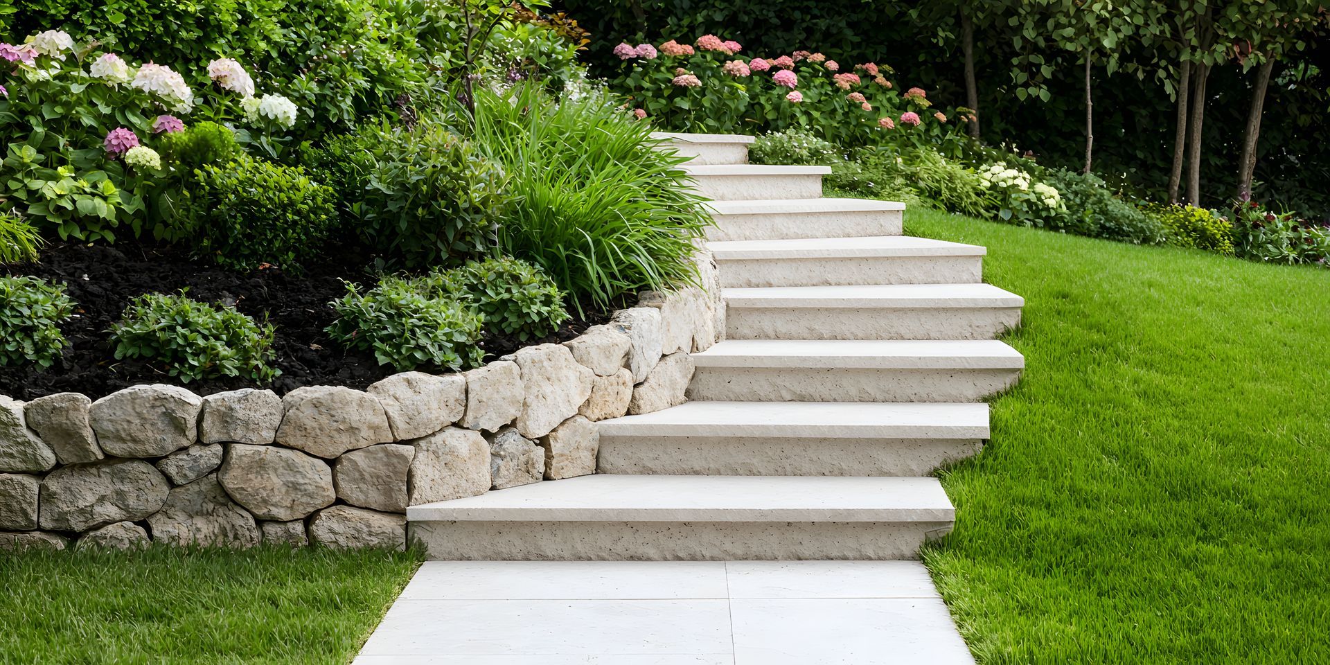 Un escalier en pierre, au design épuré et moderne