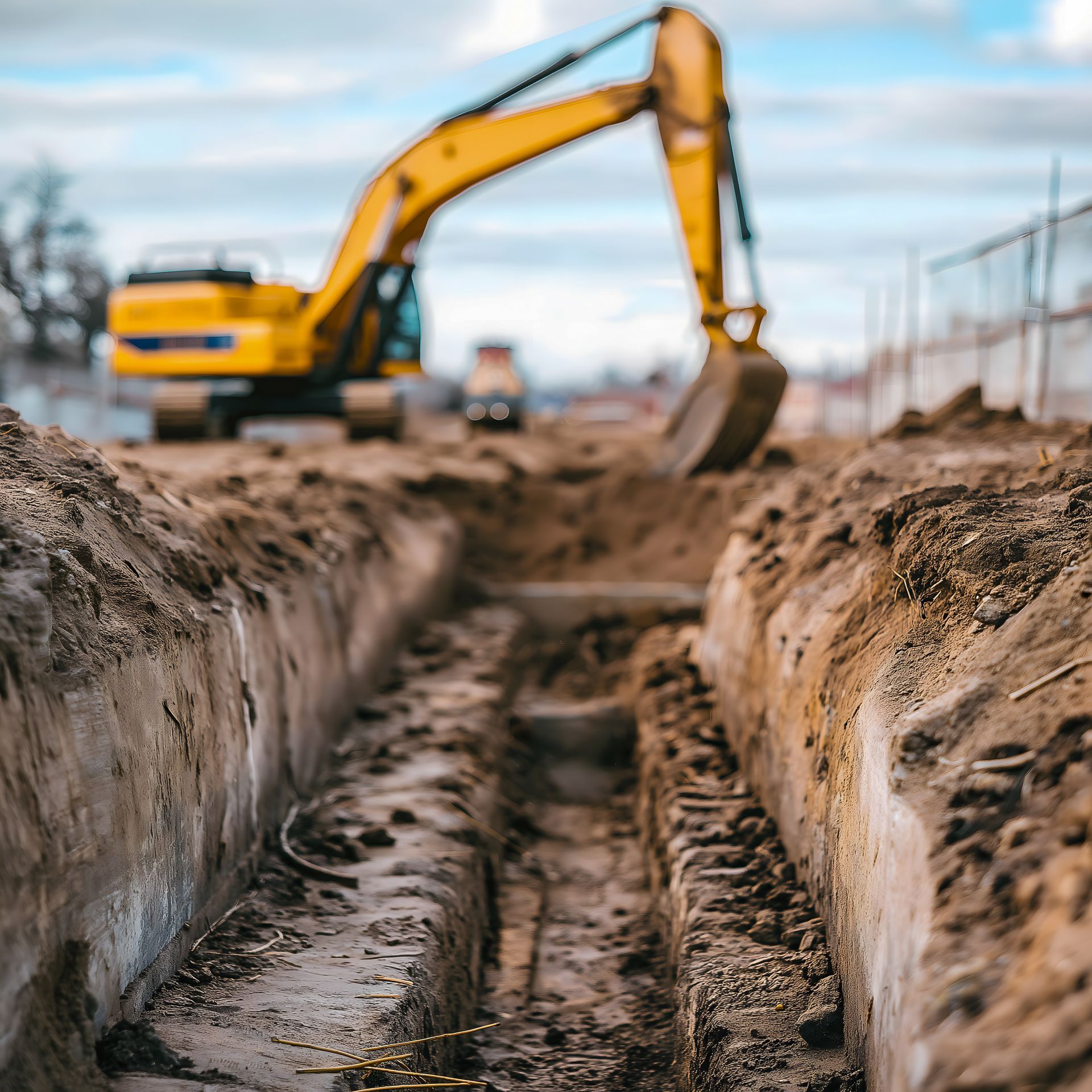 Excavation de chantier avec machinerie lourde