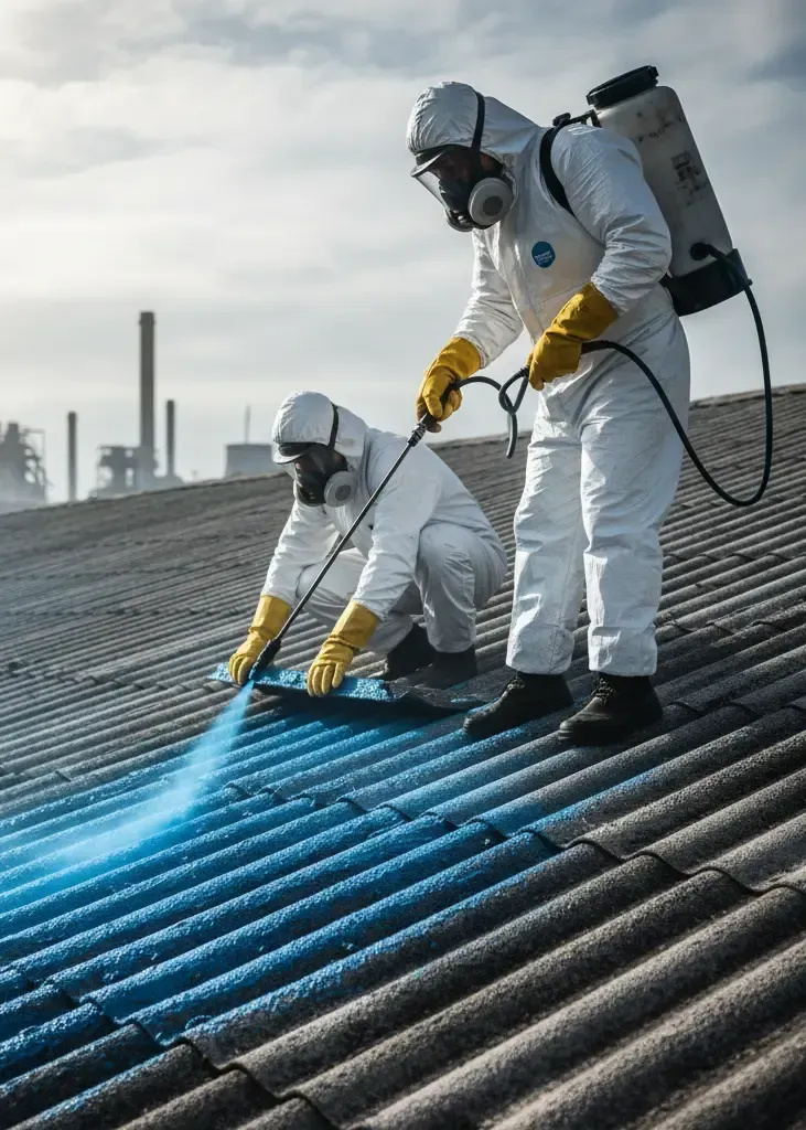 proceso de encapsulado de fibrocemento antes de retirada