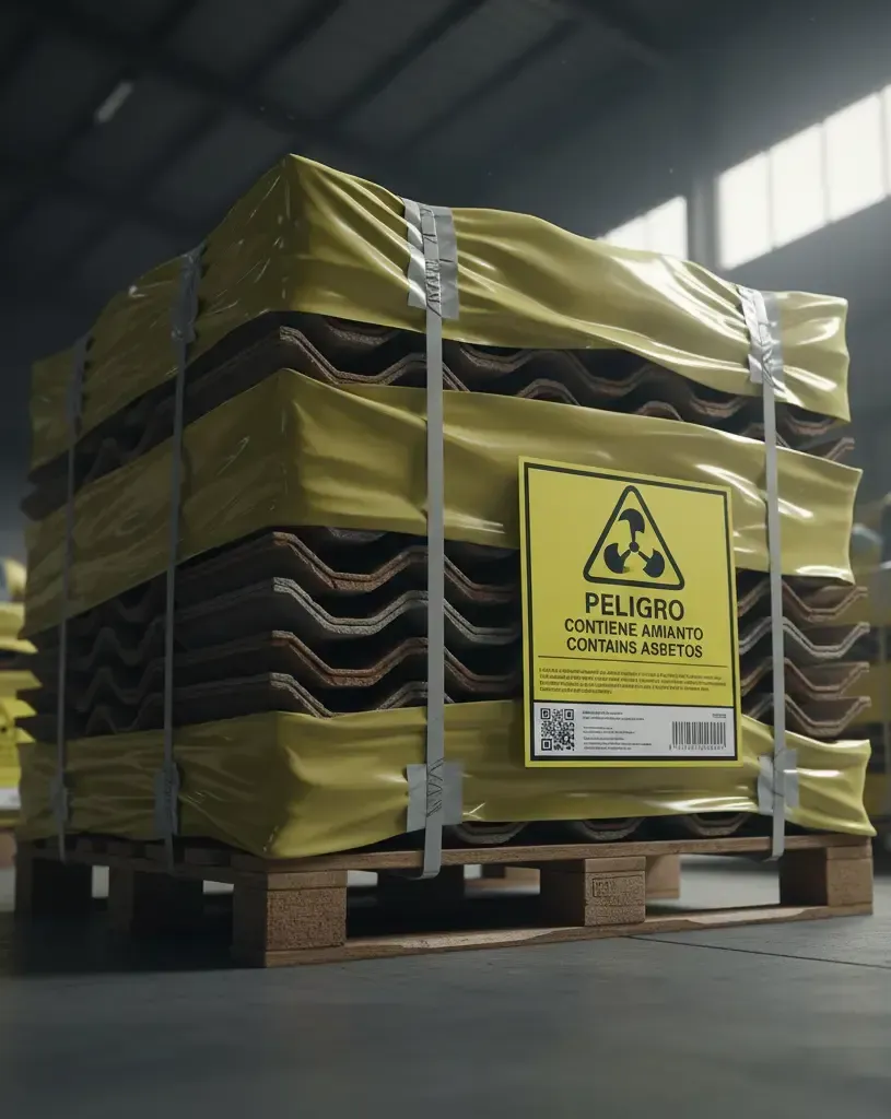 placas de uralita embaladas para transporte a COGERSA