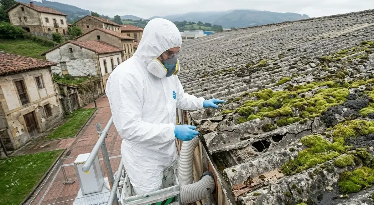 Uralita degradada por la humedad en el Monte Naranco
