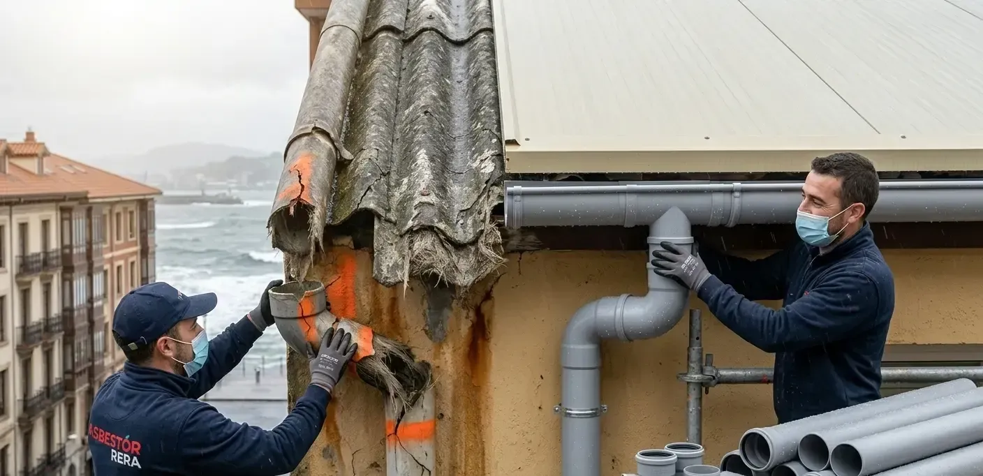 Cambio de bajante de amianto por PVC en Gijón