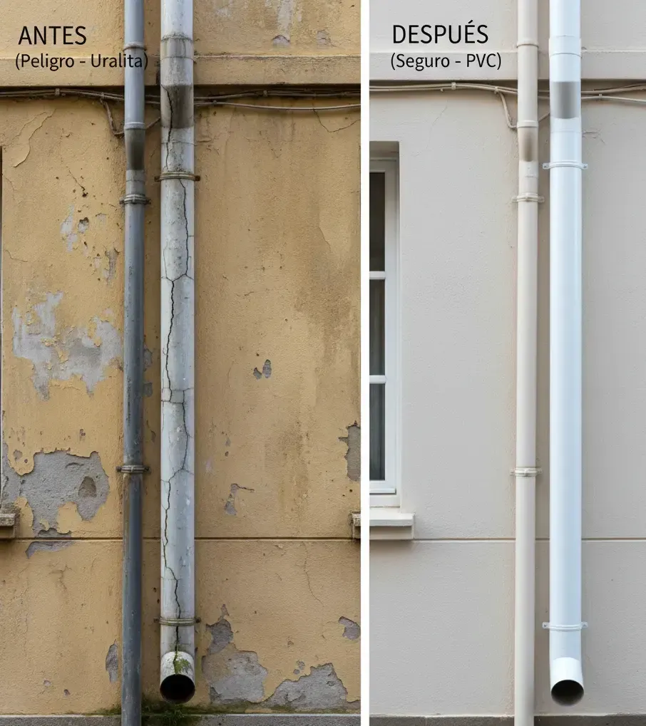 identificar tuberías de fibrocemento y uralita antigua