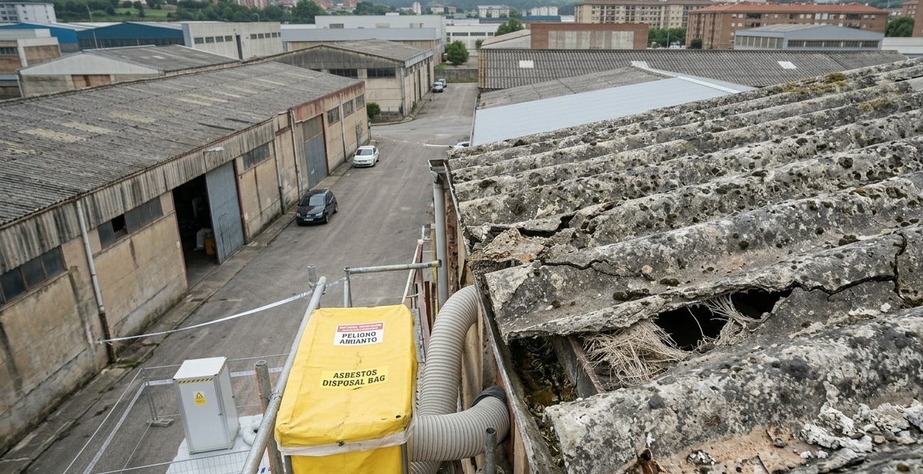 Erosión por salitre en placa de uralita en Avilés