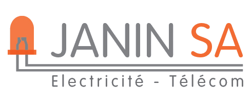 Un logo pour une entreprise appelée janin sa electricite telecom