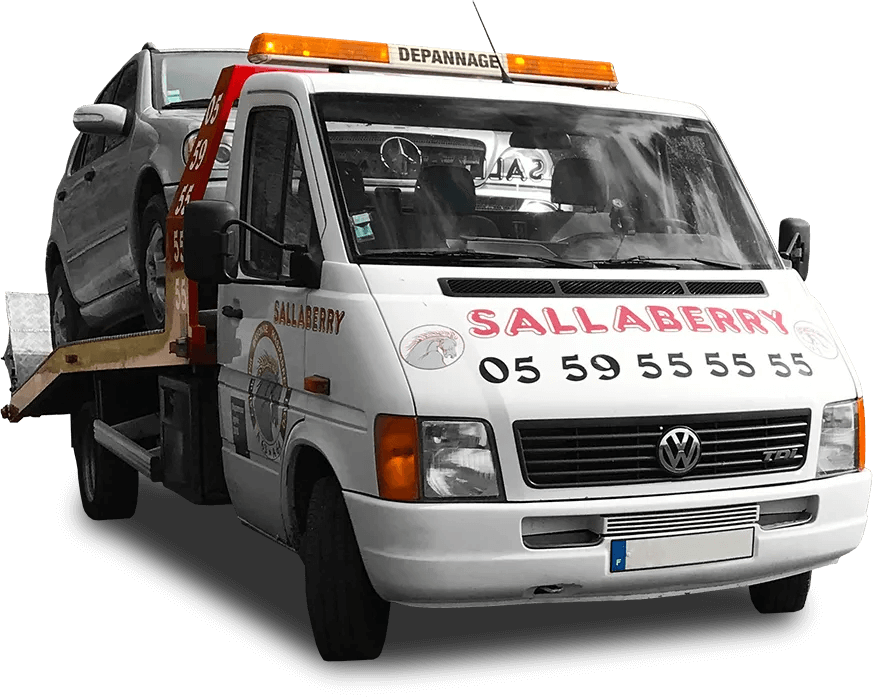 Dépanneuse Sallaberry chargé avec une voiture