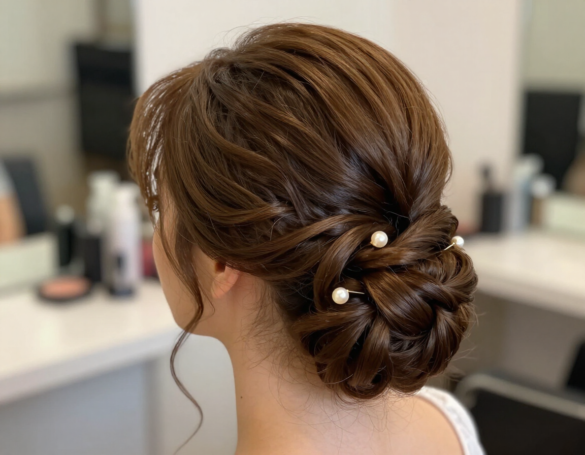 Coiffeuse réalisant une coupe dans un salon lumineux