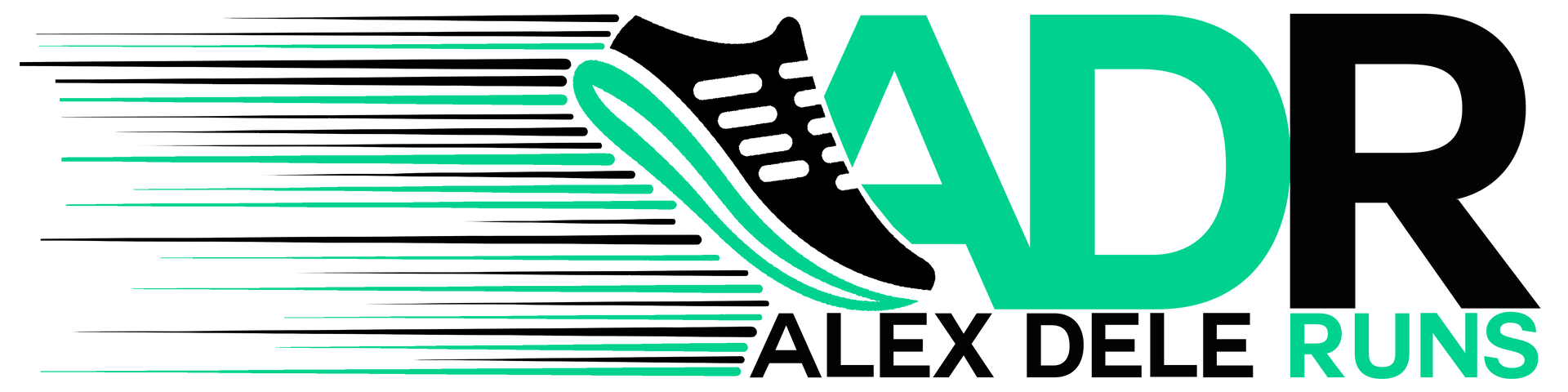 Ein Logo für Alex Dele läuft mit einem Laufschuh
