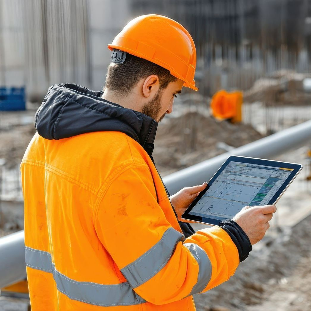 Ouvrier consultant un planning sur une tablette