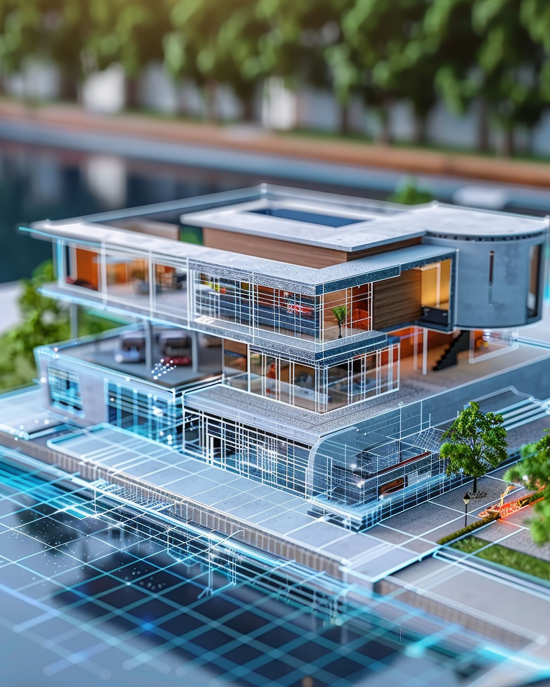 Schéma 3D d'un bâtiment luxueux